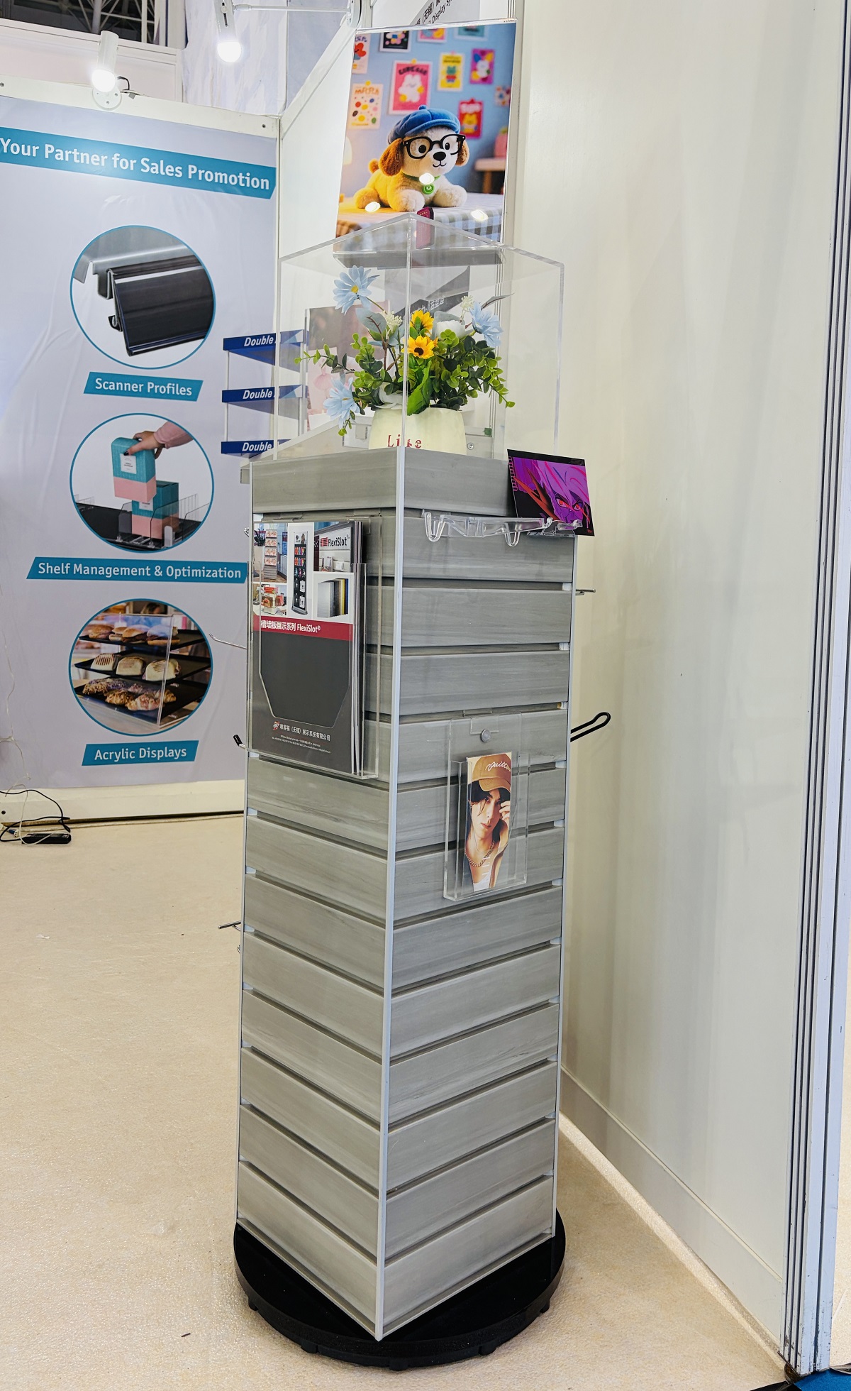 FlexiSlot rotating display tower at Ningbo International Stationery Fair 2026
